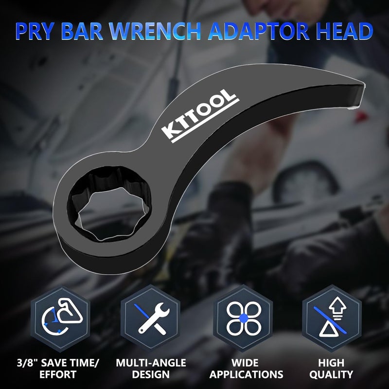 KTTOOL Store Pry Bar Wrench Adaptor Head, Crowbar Adapter Head Tool, Half Shaft Removal Car Repairing Tools 3/8" Drive - Image 2